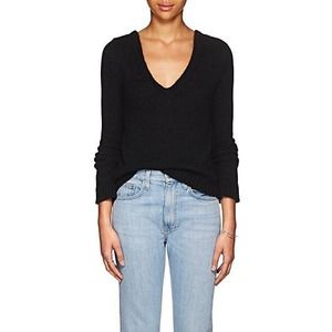 THE ROW Aetra Cashmere Blend Sweater V-neck Long Sleeve Black Size Small Classic